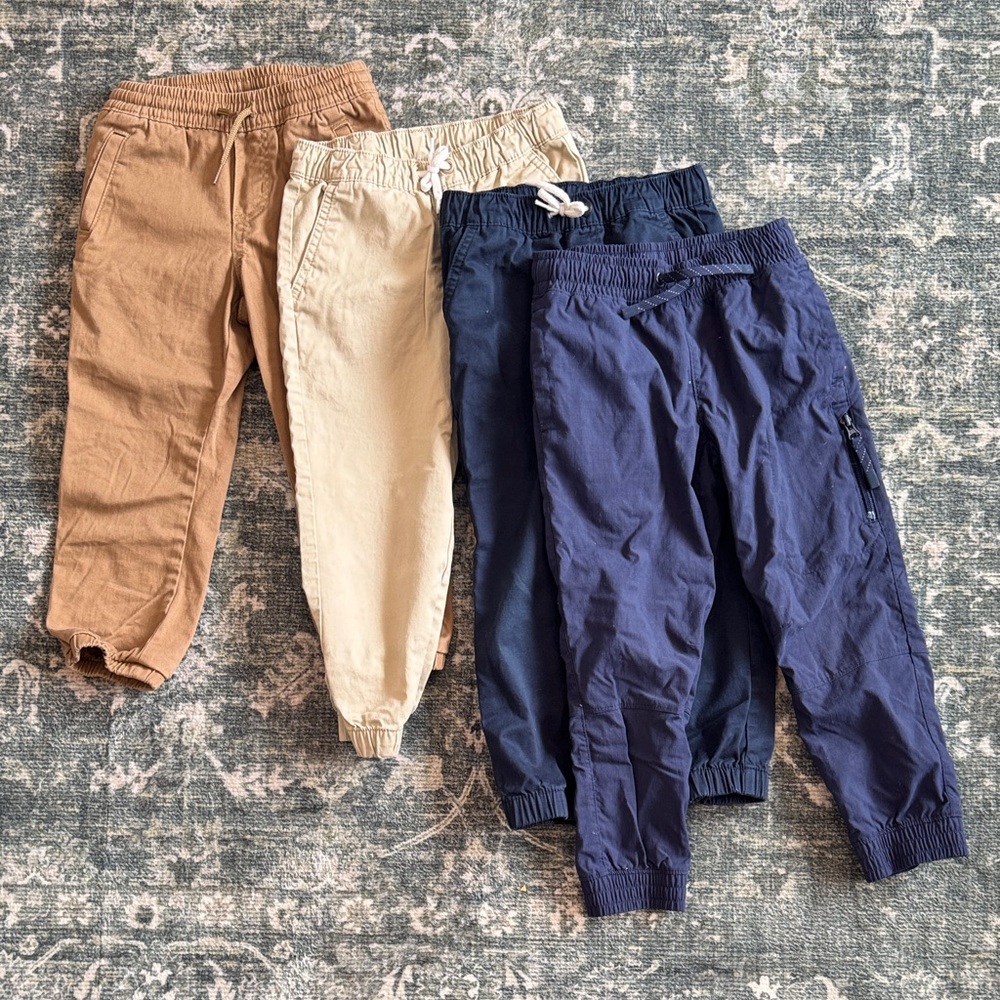 Kids Jogger Pants Set - Tan, Cream, and Blue